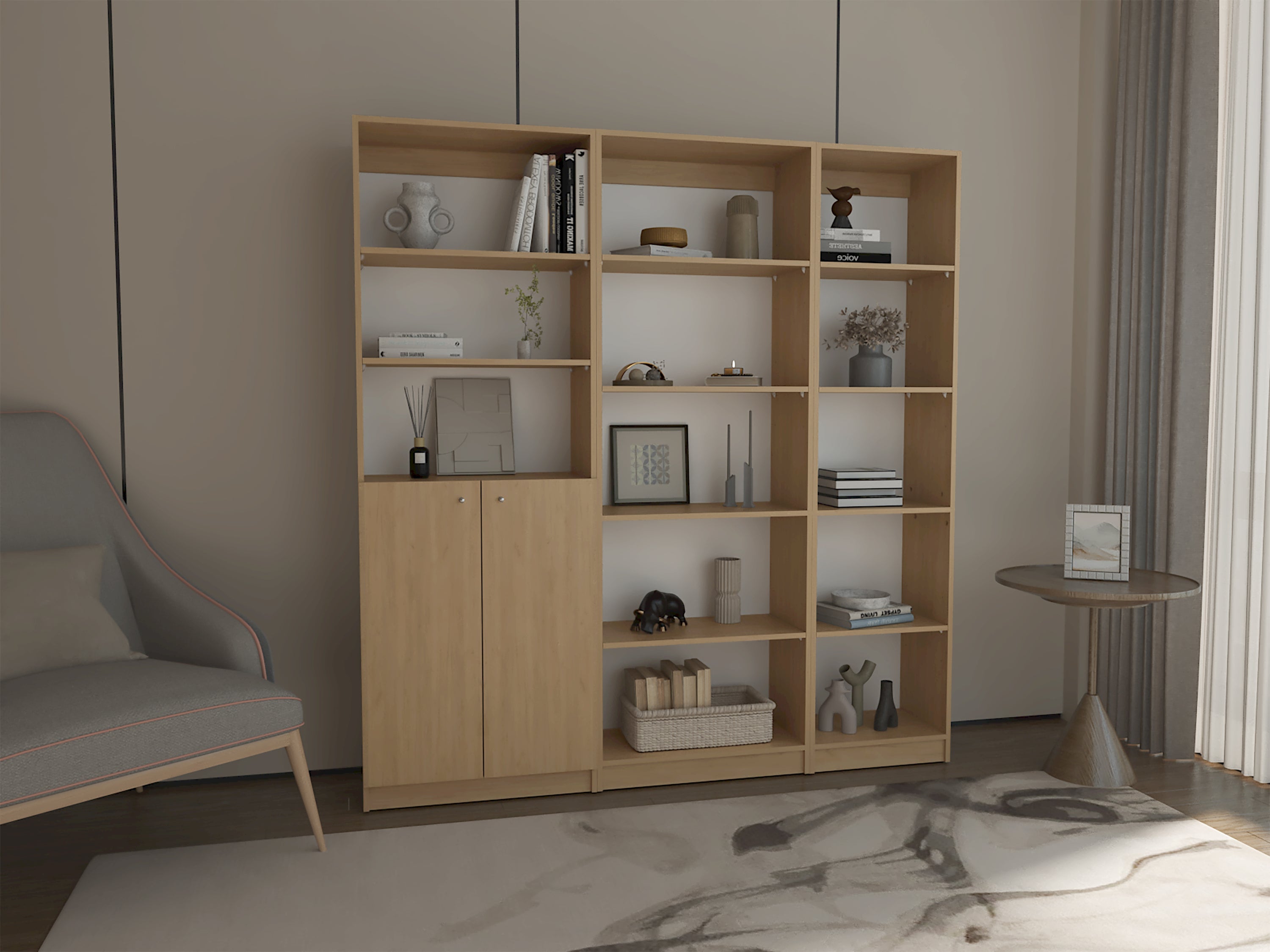 Storage Cabinet, 71.1 in Tall, Natural