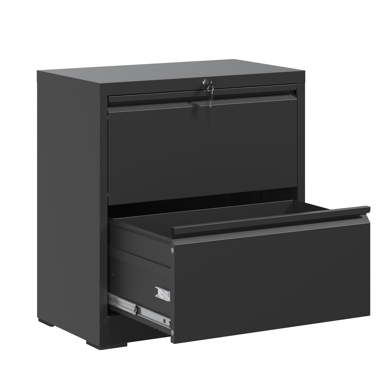 Modern Steel File Cabinet, 2 Drawers, Locking, 28.5 in Tall