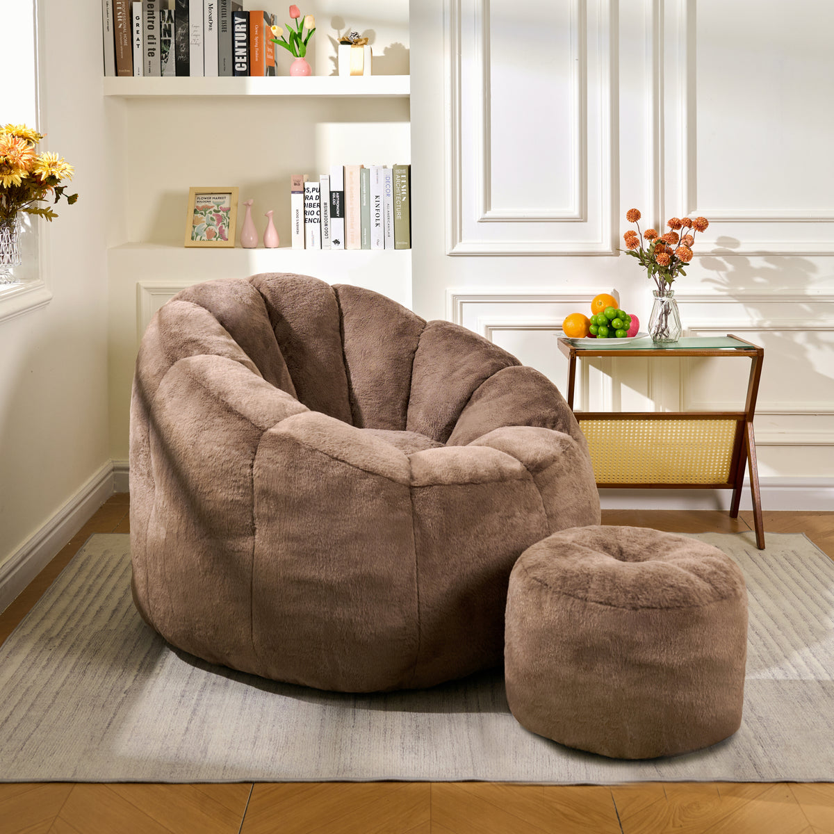 Brown Plush Bean Bag Chair