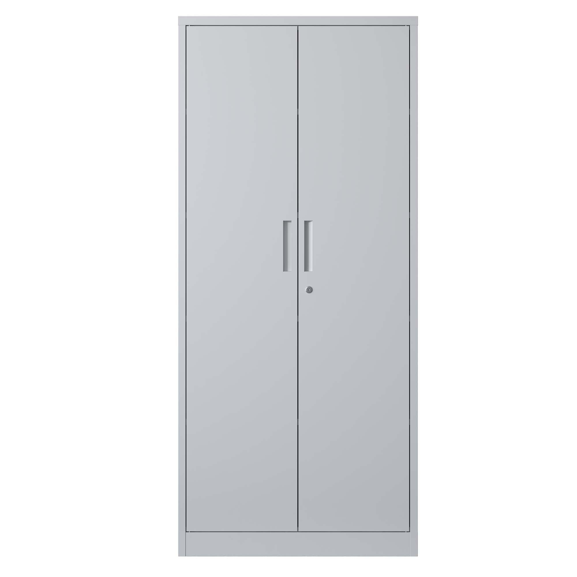Metal Storage Cabinet, 4 Shelves, Locking, 70.9 in Tall, White