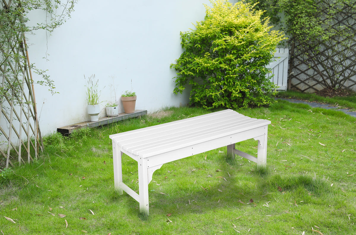 White HDPE Adirondack Bench, 46.1 in Wide