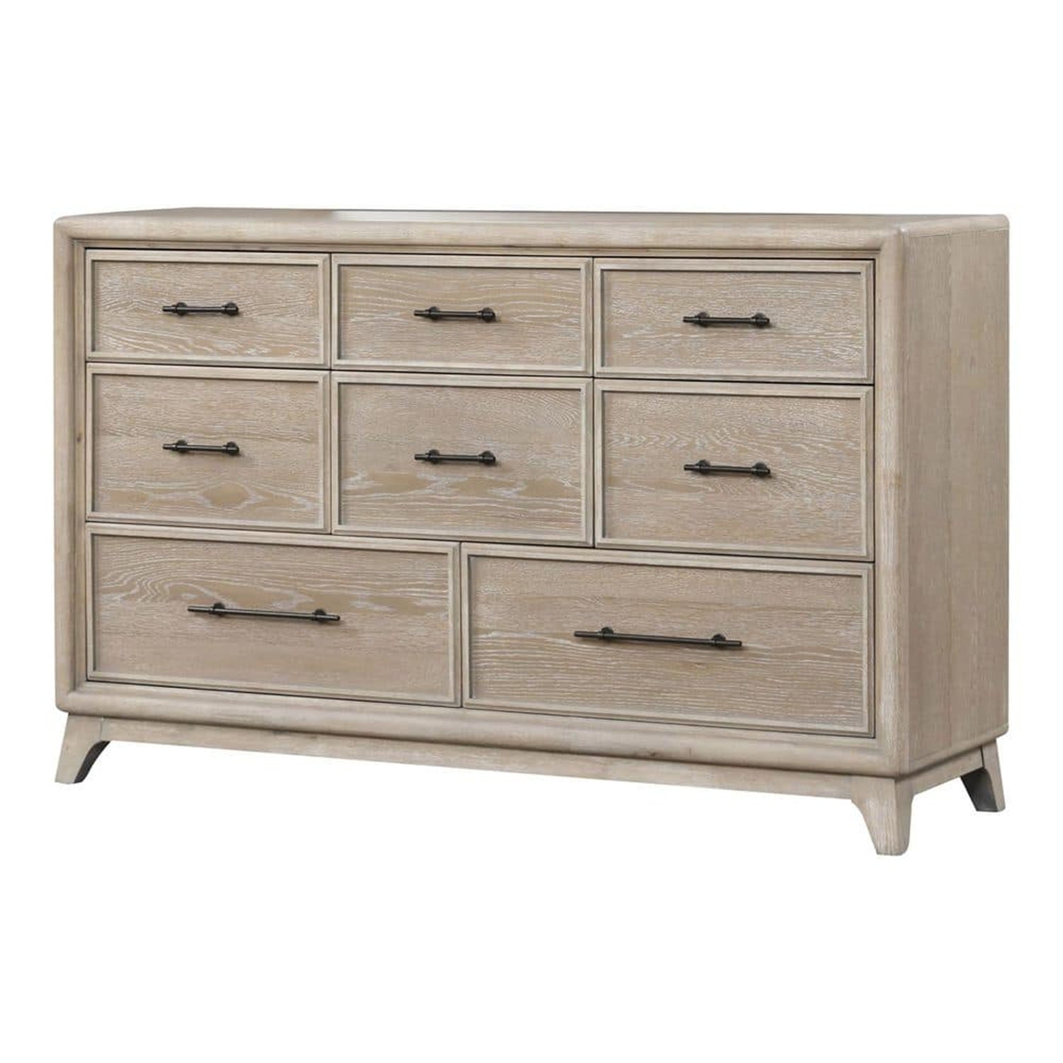 64-Inch Oak Dresser, Solid wood with Bracket Feet