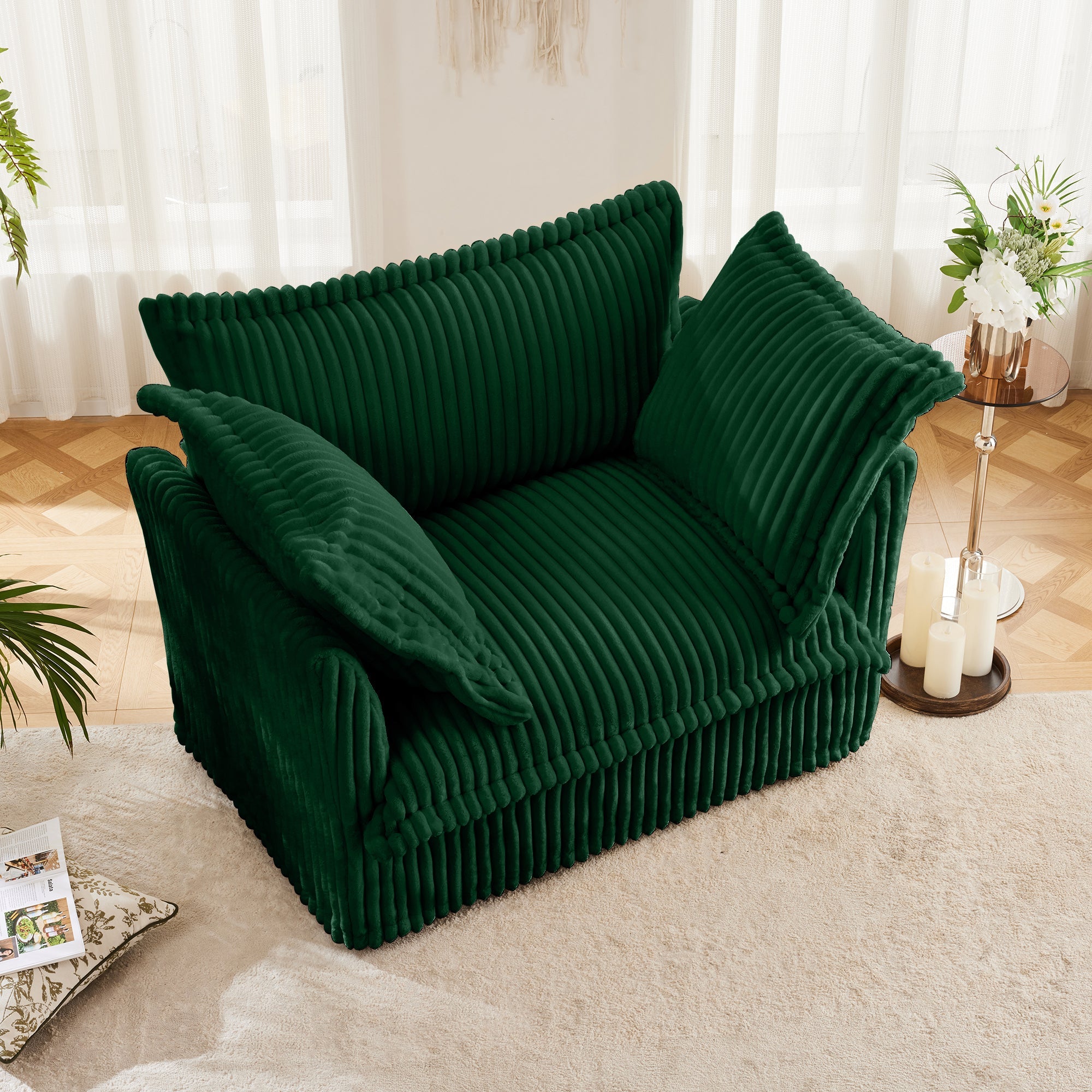 Fluffy Lounge Chair in Corduroy Emerald #Fabric_Corduroy Emerald
