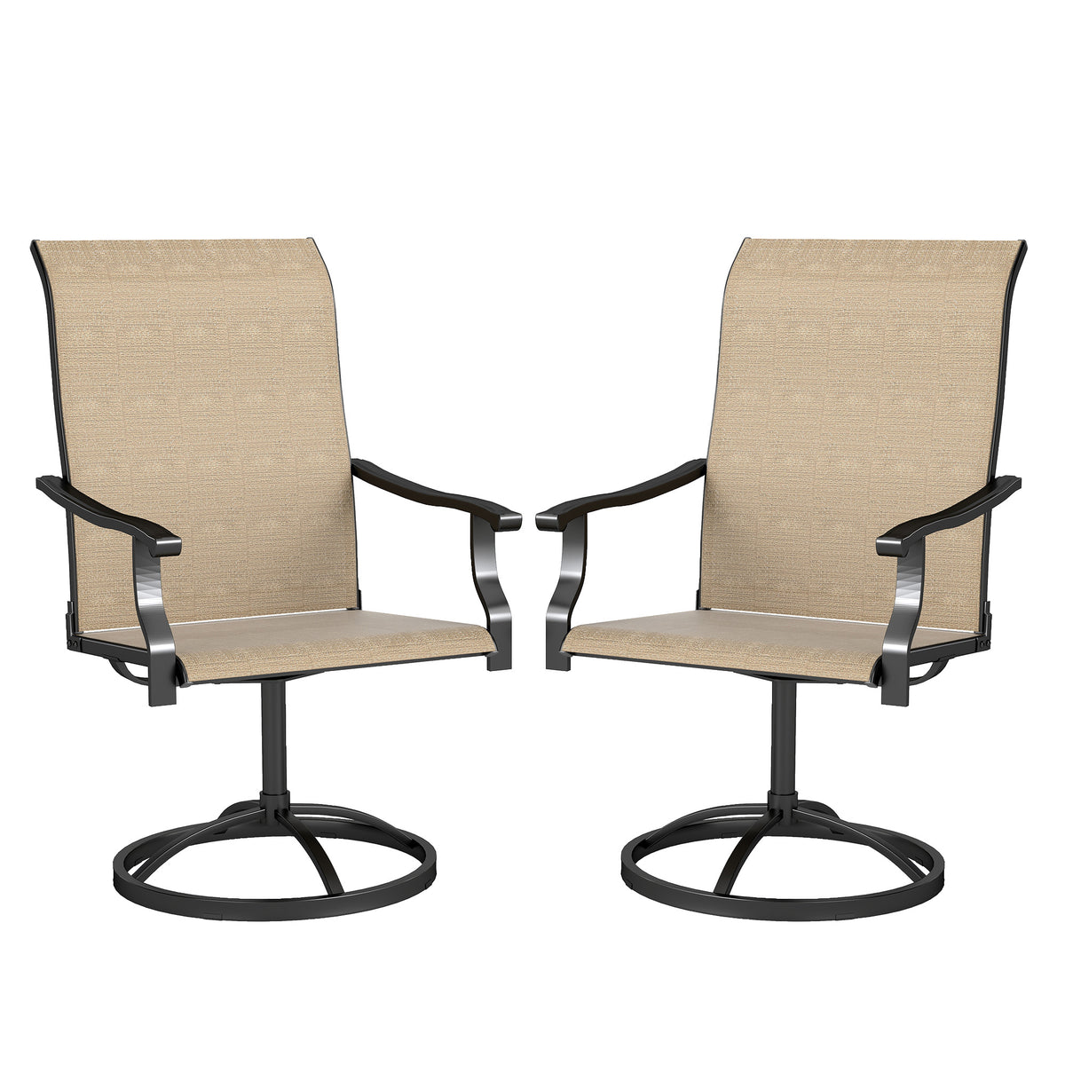 Brown Metal Outdoor Swivel Chair, Set of 2