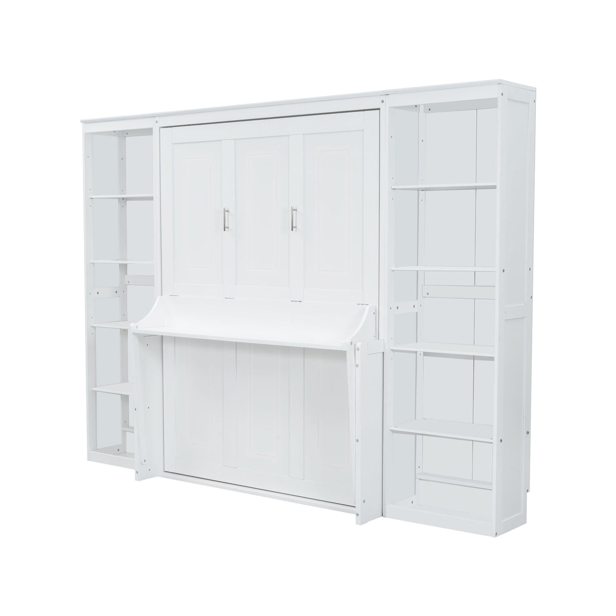 Murphy Bed with Desk and Bookshelf, White