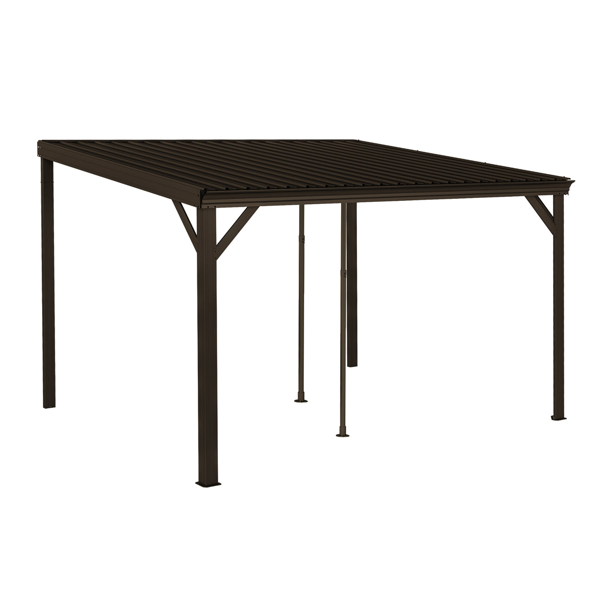 10x12 ft Brown Metal Lean-To Hardtop Gazebo