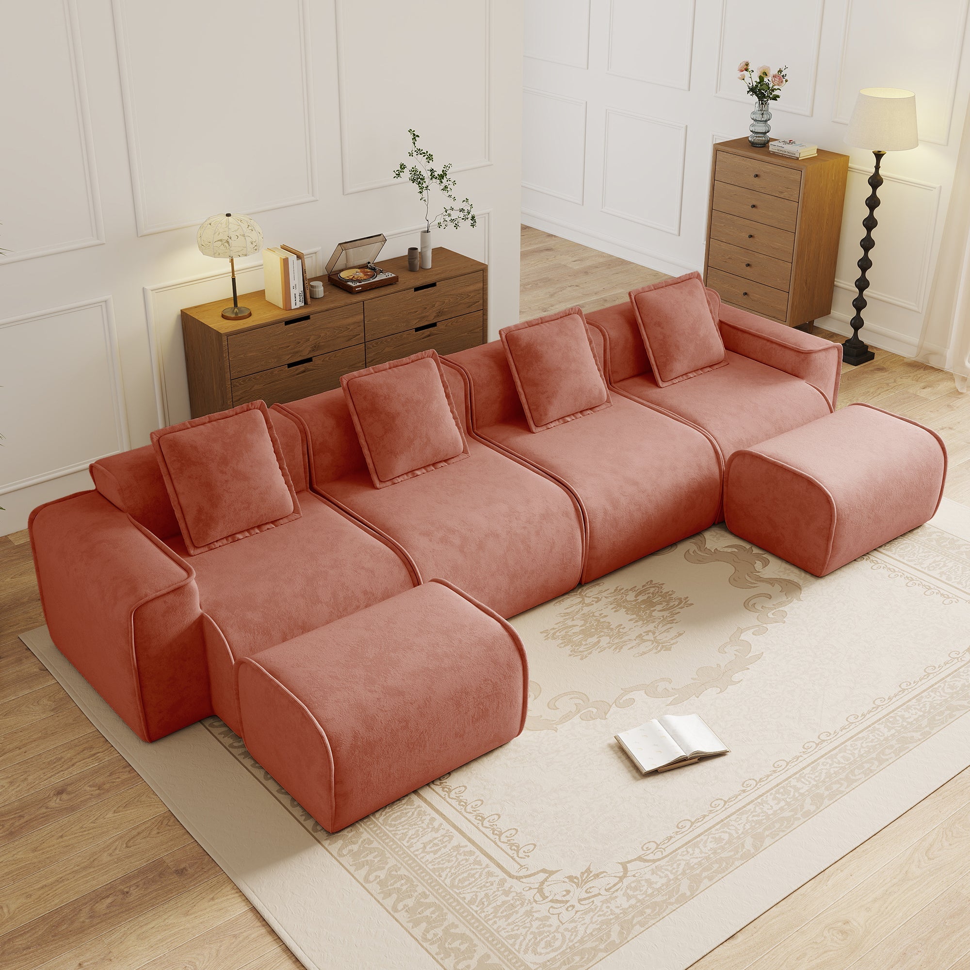 Seneca 4-Seat Boneless Couch in Terracotta #OttOnly_2 #Color_Terracotta