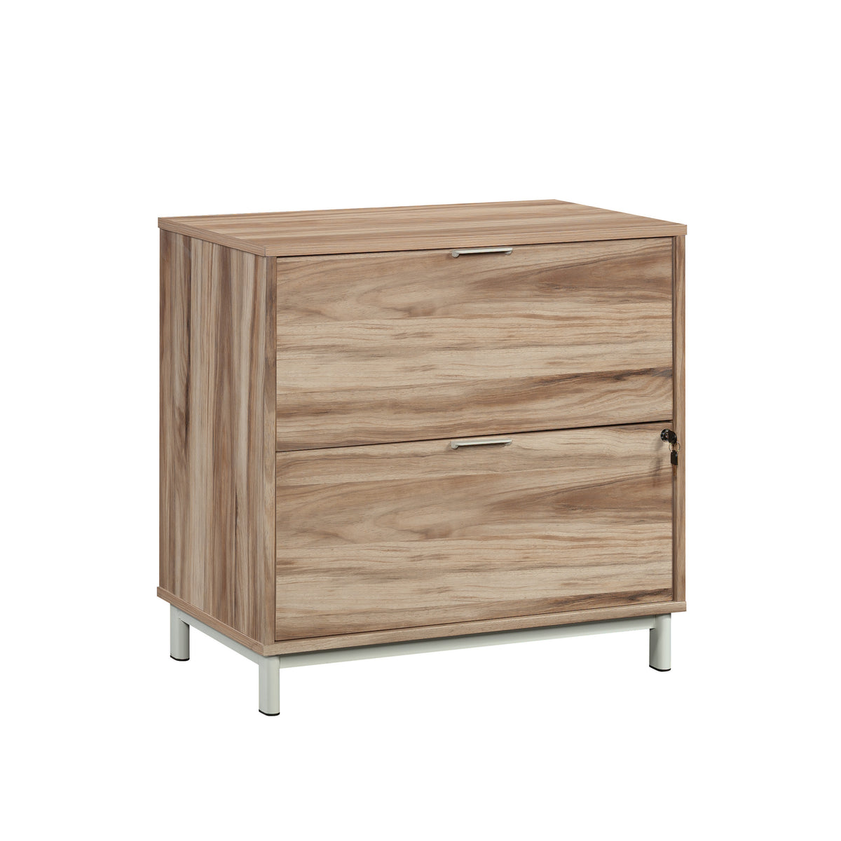 File Cabinet, 2 Drawers, Locking, 30.4 in, Oak