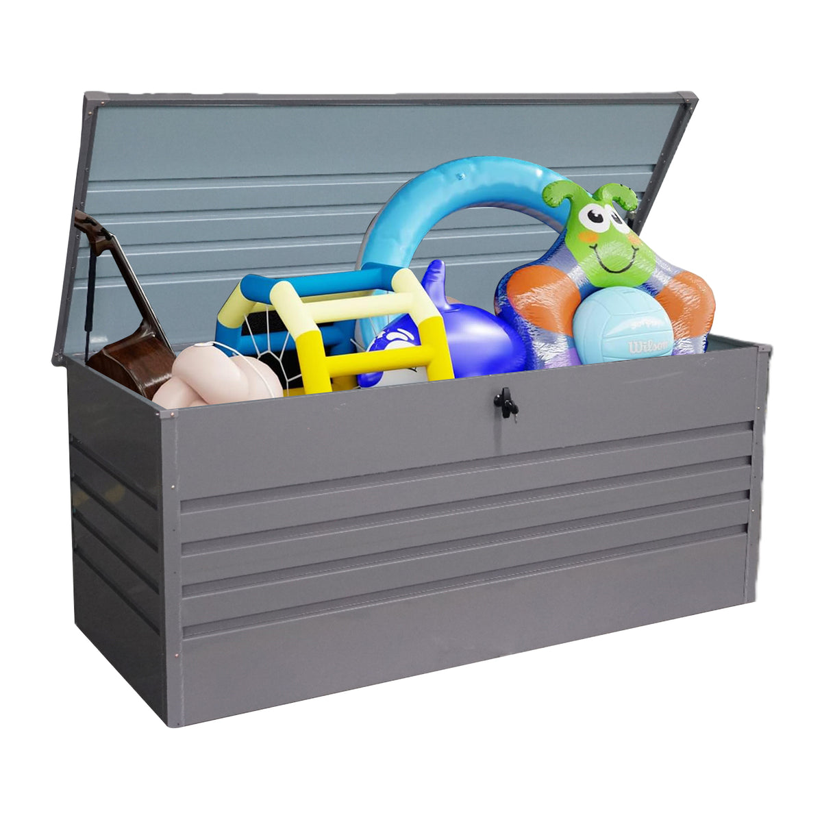 260 Gallon Light Gray Metal Deck Box Lockable