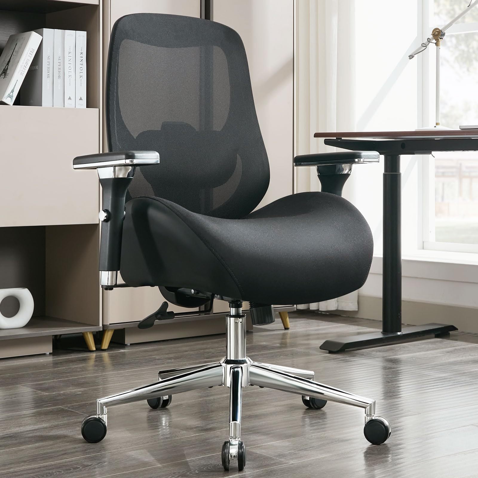 Black Mesh Office Chair, Lumbar Support, 750 lb