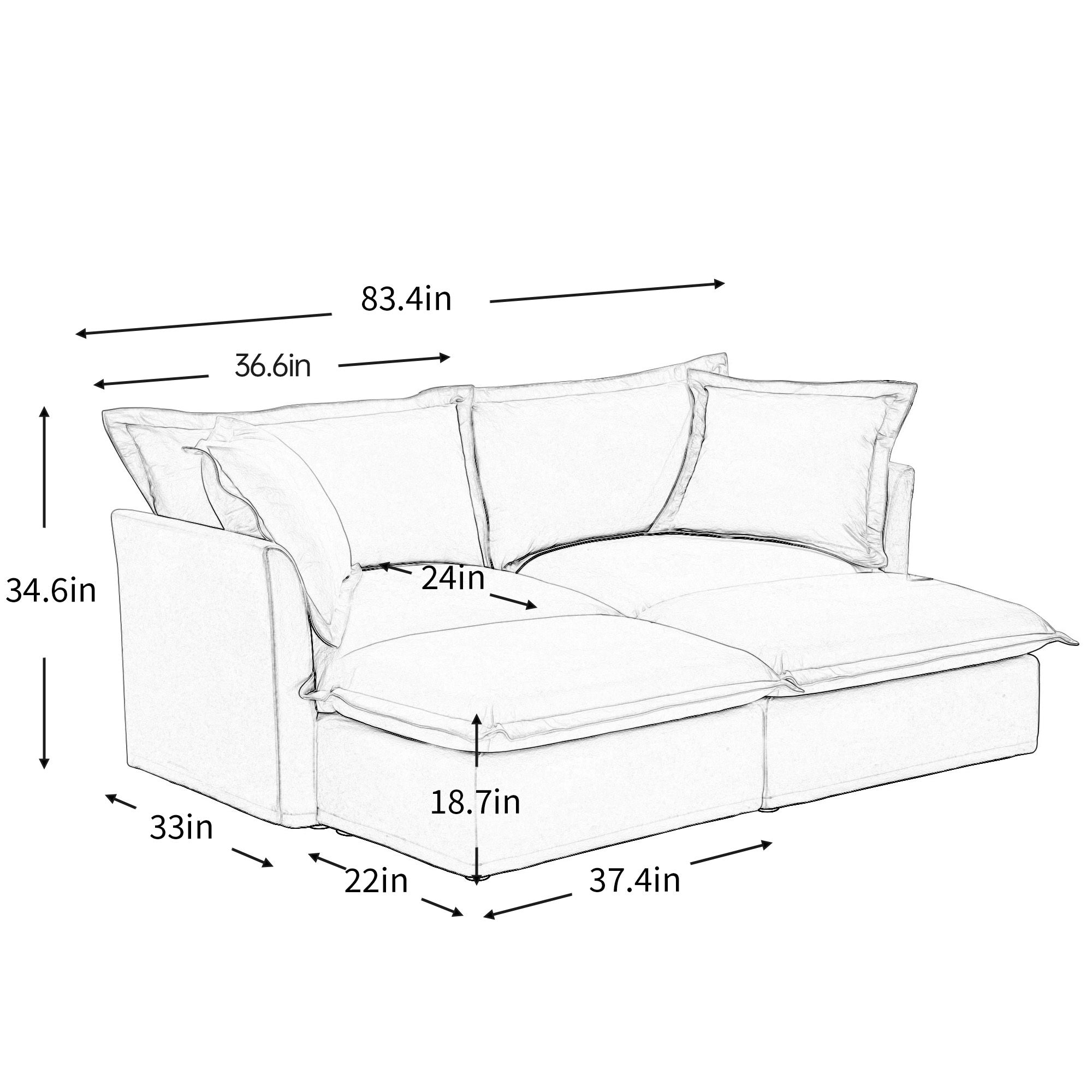 Fluffy 2-Seat Modular Sofa