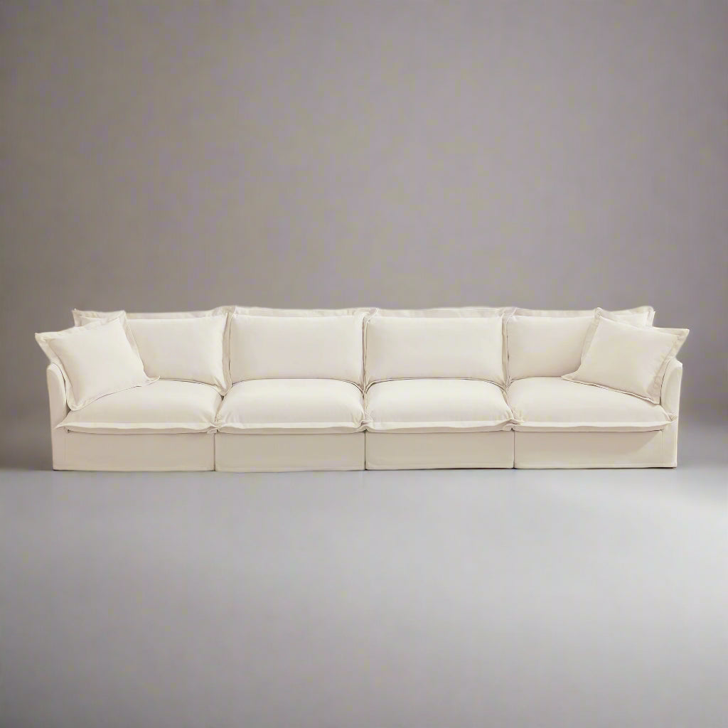 Fluffy 4-Seat Modular Sofa in Chenille Cream #OttOnly_0 #Fabric_Chenille Cream