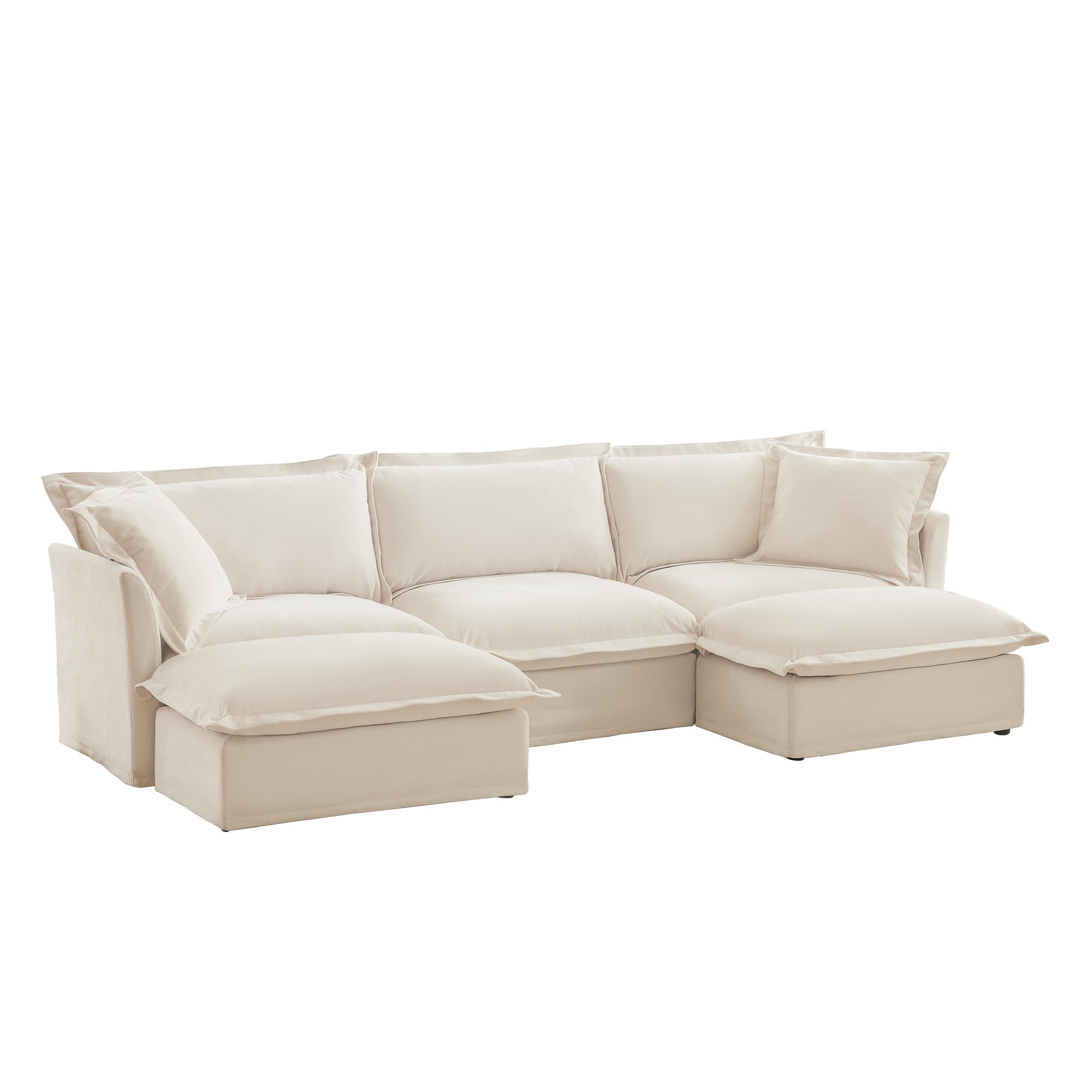 Fluffy 3-Seat Modular Sofa in Chenille Cream #OttOnly_2 #Fabric_Chenille Cream