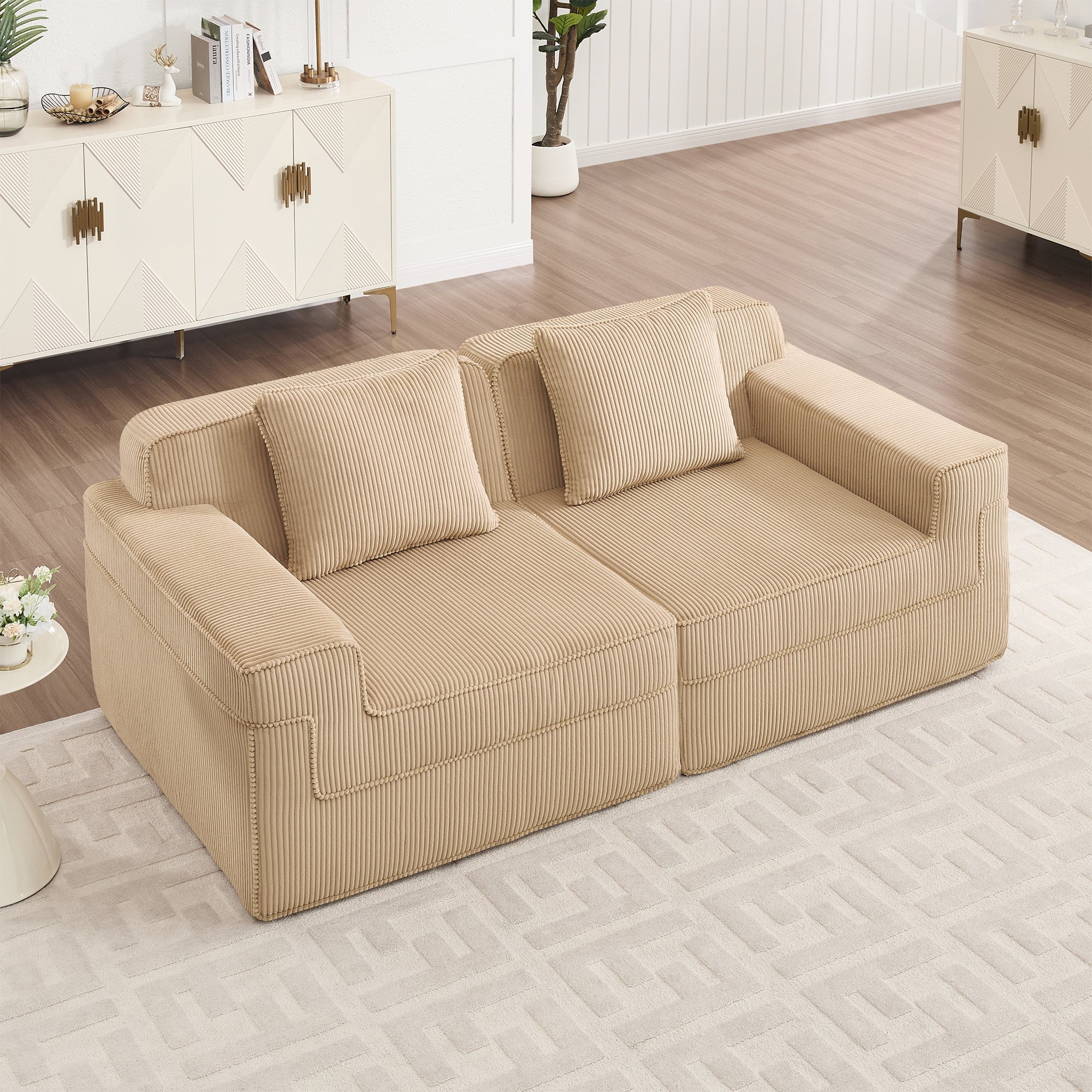 Hudson 2-Seat Boneless Couch in Camel #OttOnly_0 #Color_Camel