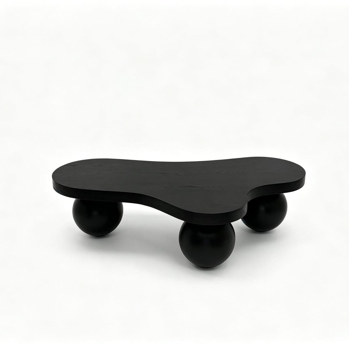 Black Organic-Shaped Ball-Leg Coffee Table, 45.8 in