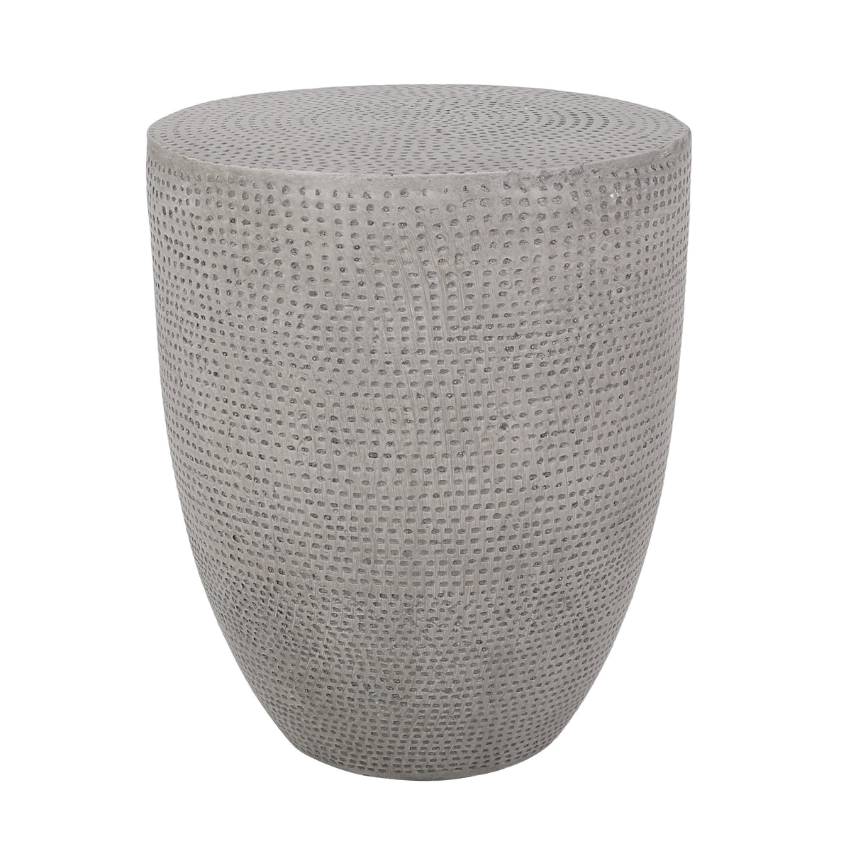 Light Gray Concrete Outdoor Side Table, 17.5 in Tall