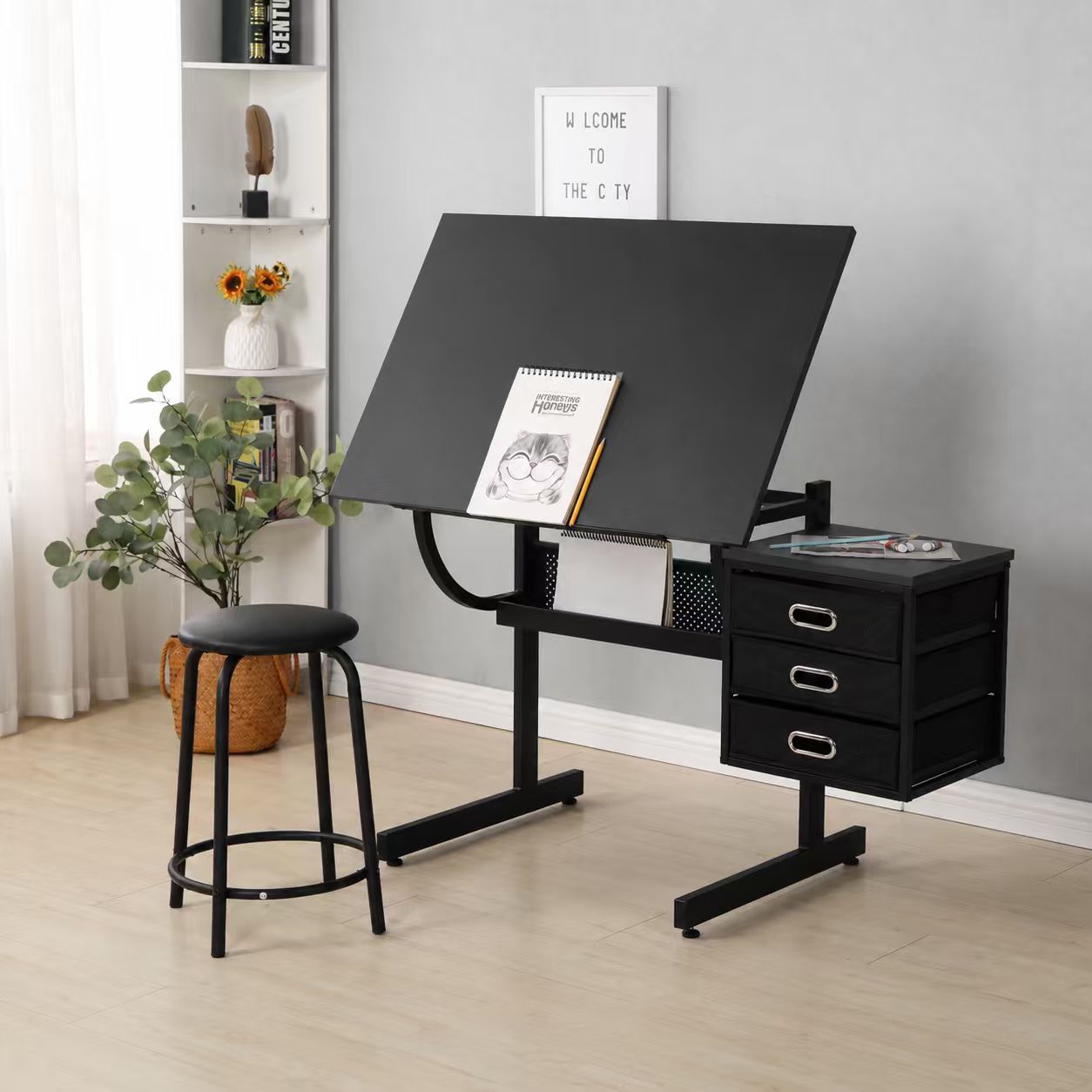 Drafting Table, 45.3 in, Black