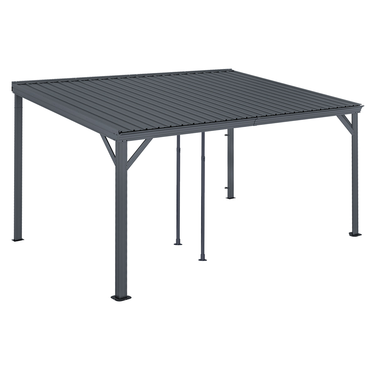 10x14 ft Gray Metal Lean-To Hardtop Gazebo