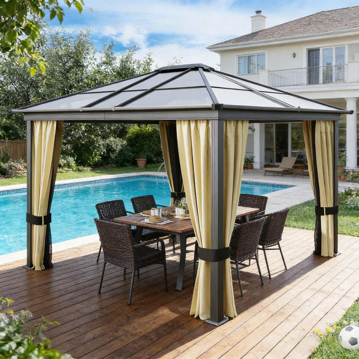 Aluminum Hardtop Gazebo, 9.7x11.8 ft