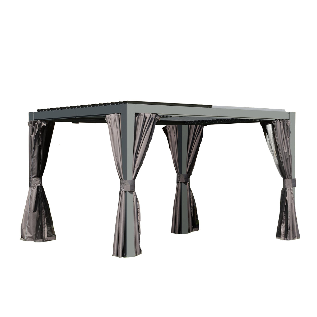10x12 ft Gray Aluminum Louvered Pergola