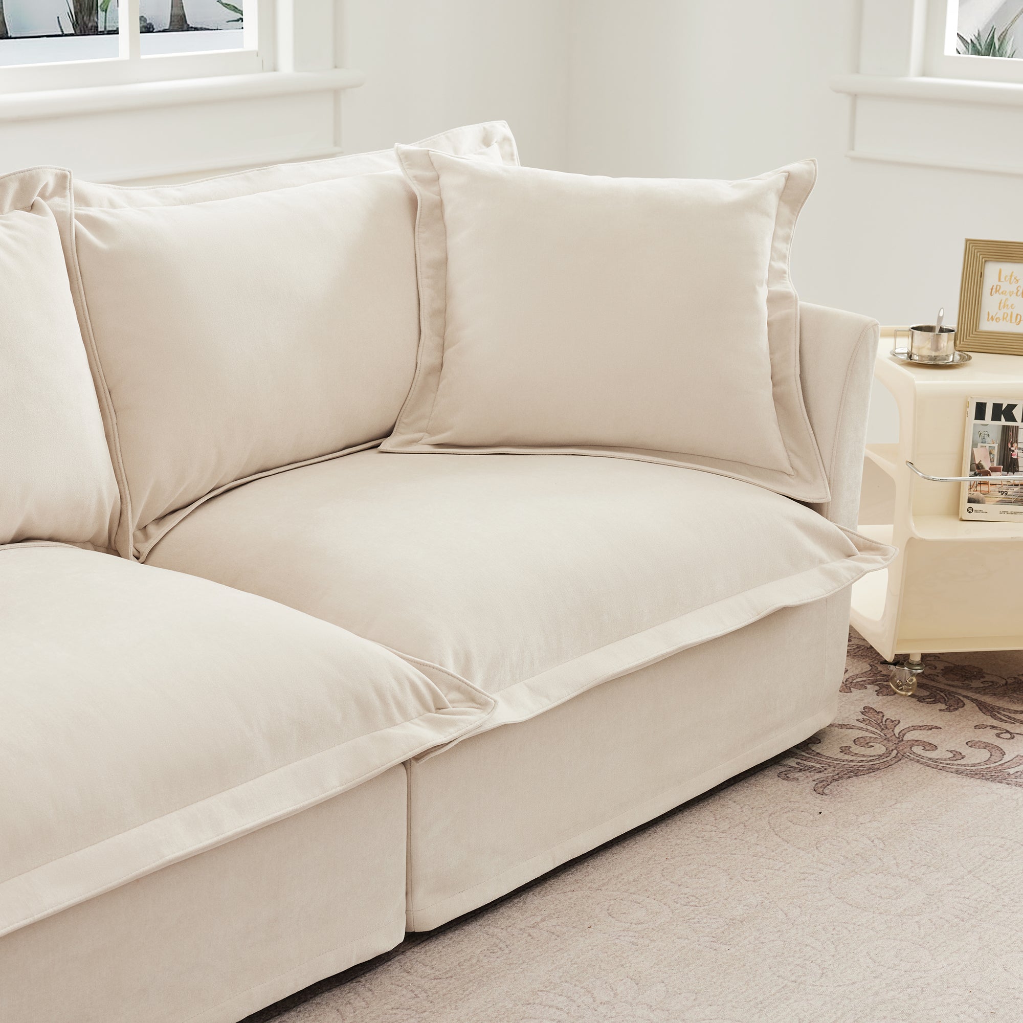 Fluffy 2-Seat Modular Sofa in Chenille Cream #OttOnly_2 #Fabric_Chenille Cream