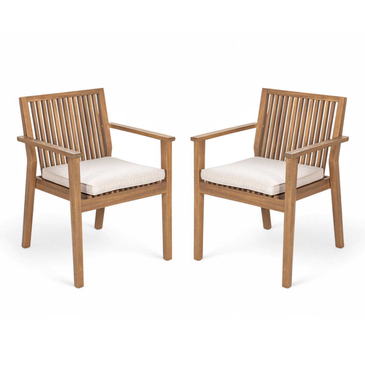 Brown Solid Wood Outdoor Dining Chair, Set of 2
