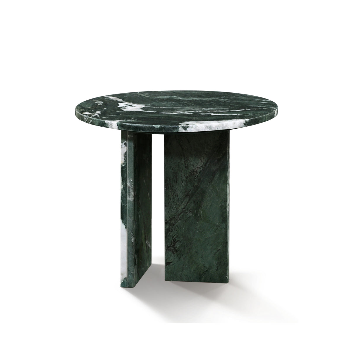 Green Natural Marble Round Side Table, 17.7 in