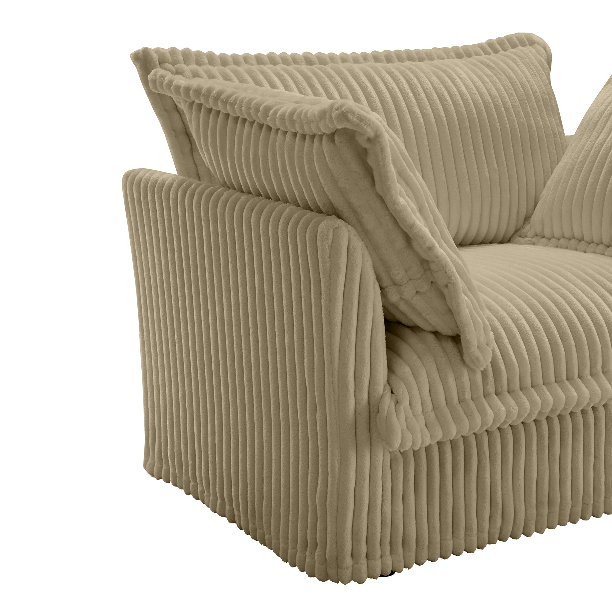 Fluffy 4-Seat Modular Sofa in Corduroy Camel #Fabric_Corduroy Camel