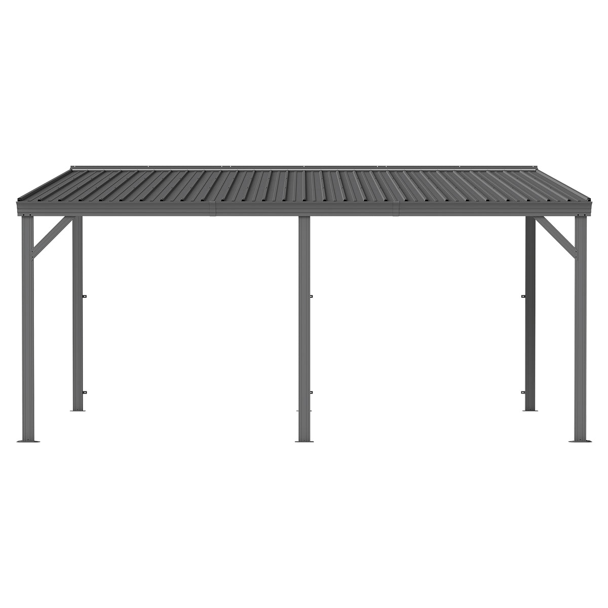 12x16 ft Gray Metal Lean-To Hardtop Gazebo