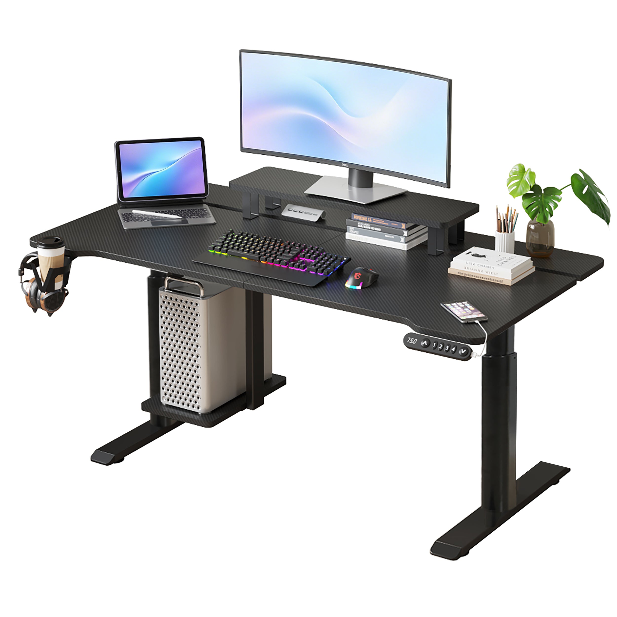 Modern Electric Standing Desk, Dual Motor, USB-C, 63 in, Black
