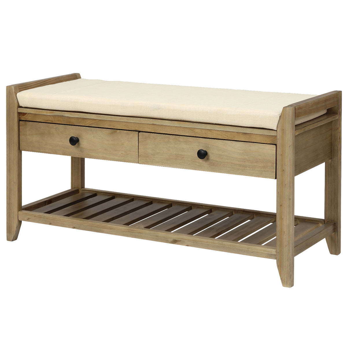 Gray Shoe Storage Bench, 39 in Wide