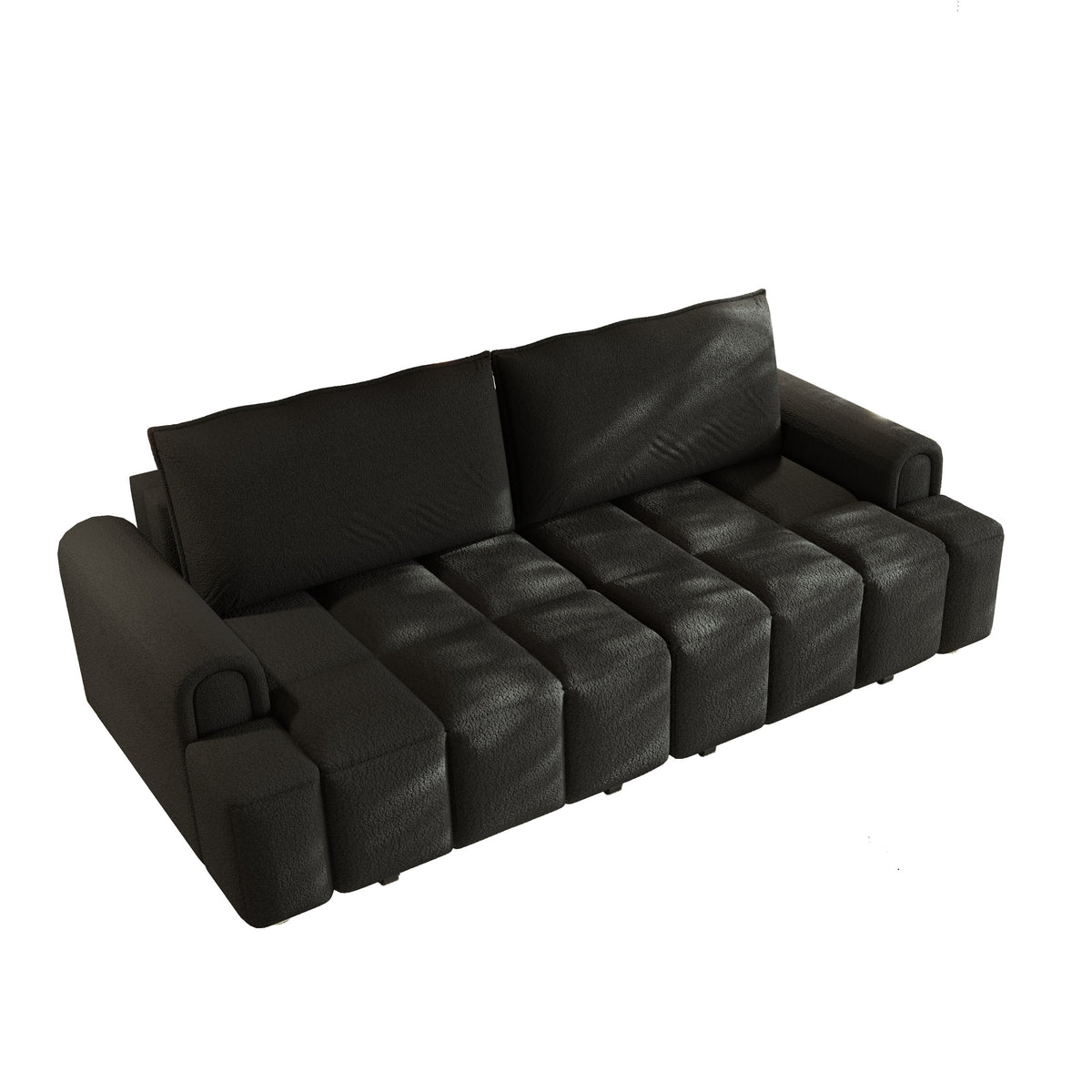Black Sherpa King Sleeper Sofa with Storage, 90.2 in Wide