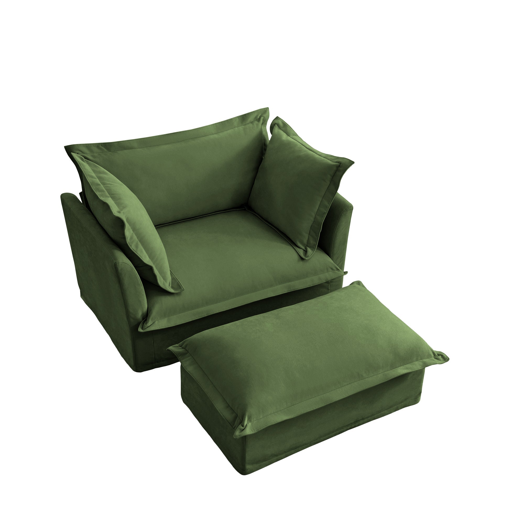 Fluffy Lounge Chair in Chenille Olive #Fabric_Chenille Olive