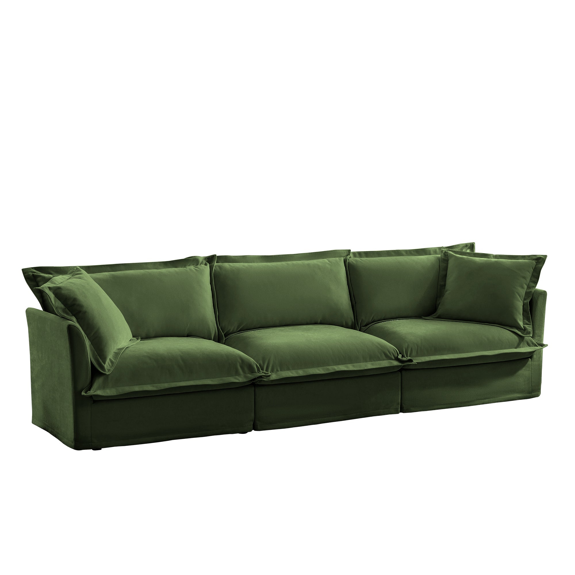 Fluffy 3-Seat Modular Sofa in Chenille Olive #OttOnly_0 #Fabric_Chenille Olive