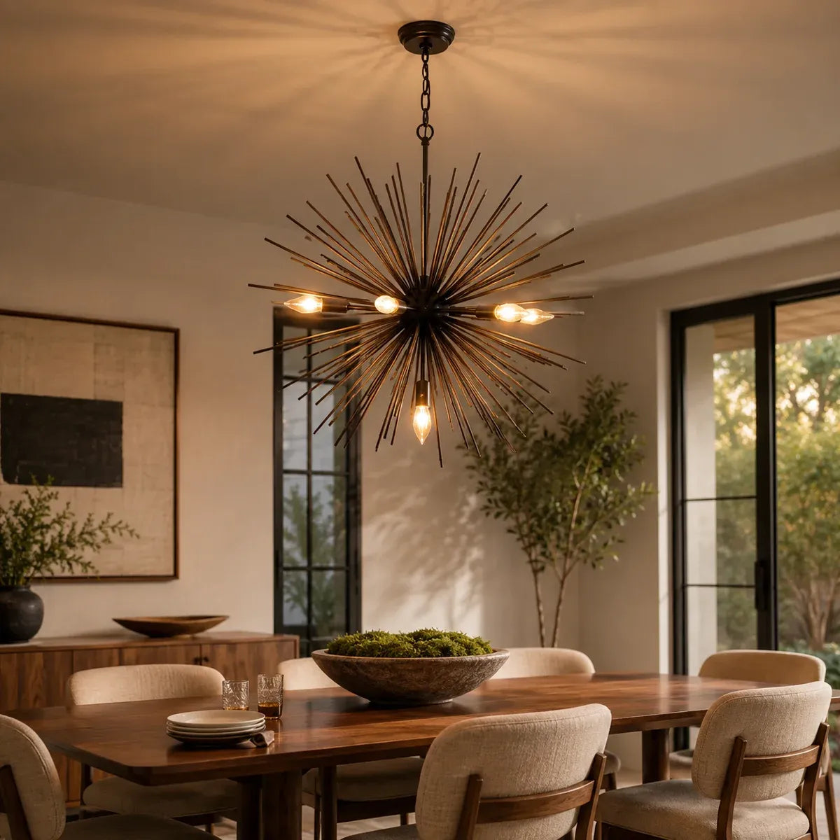 Black Sputnik 7-Light Chandelier, 26 in