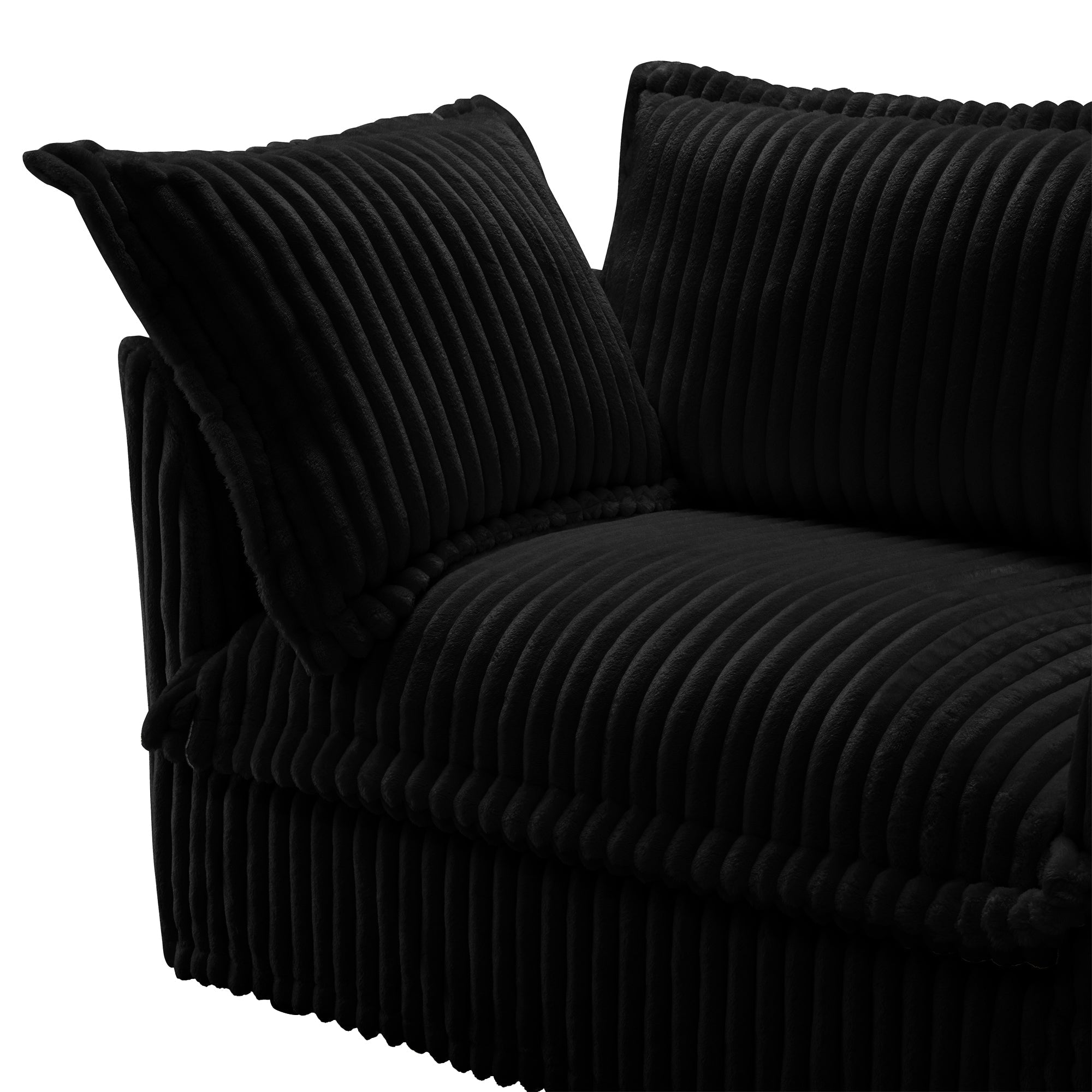 Fluffy Lounge Chair in Corduroy Black #Fabric_Corduroy Black