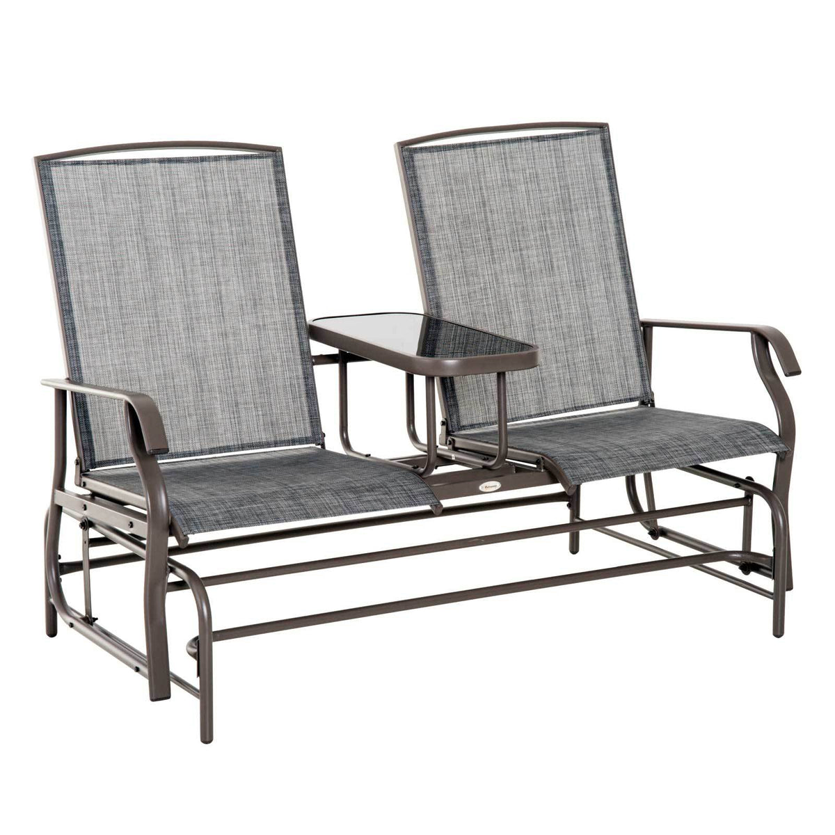 Gray Metal Outdoor Glider Bench, 39.3 in Tall