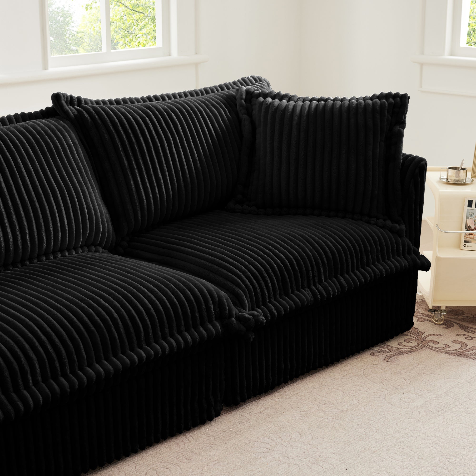 Fluffy Lounge Chair in Corduroy Black #Fabric_Corduroy Black