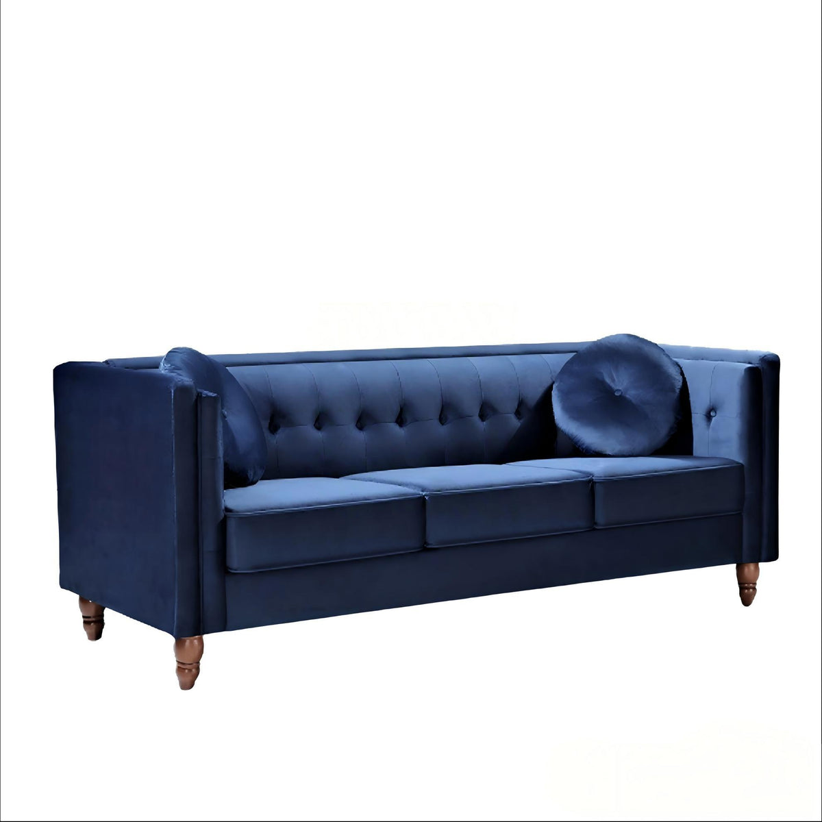 Blue Velvet 3-Seat Tufted Chesterfield Sofa, 80.7 in Wide