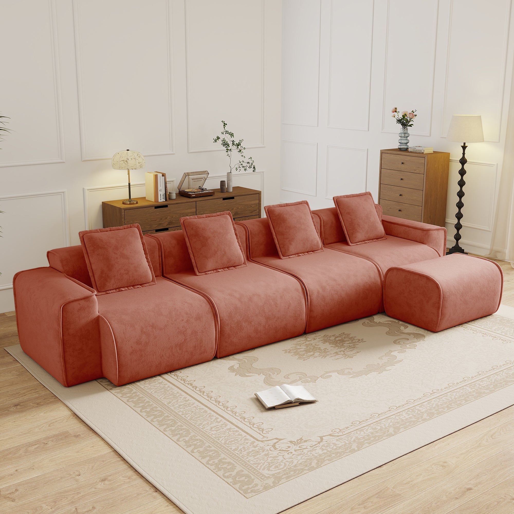 Seneca 4-Seat Boneless Couch in Terracotta #OttOnly_1 #Color_Terracotta