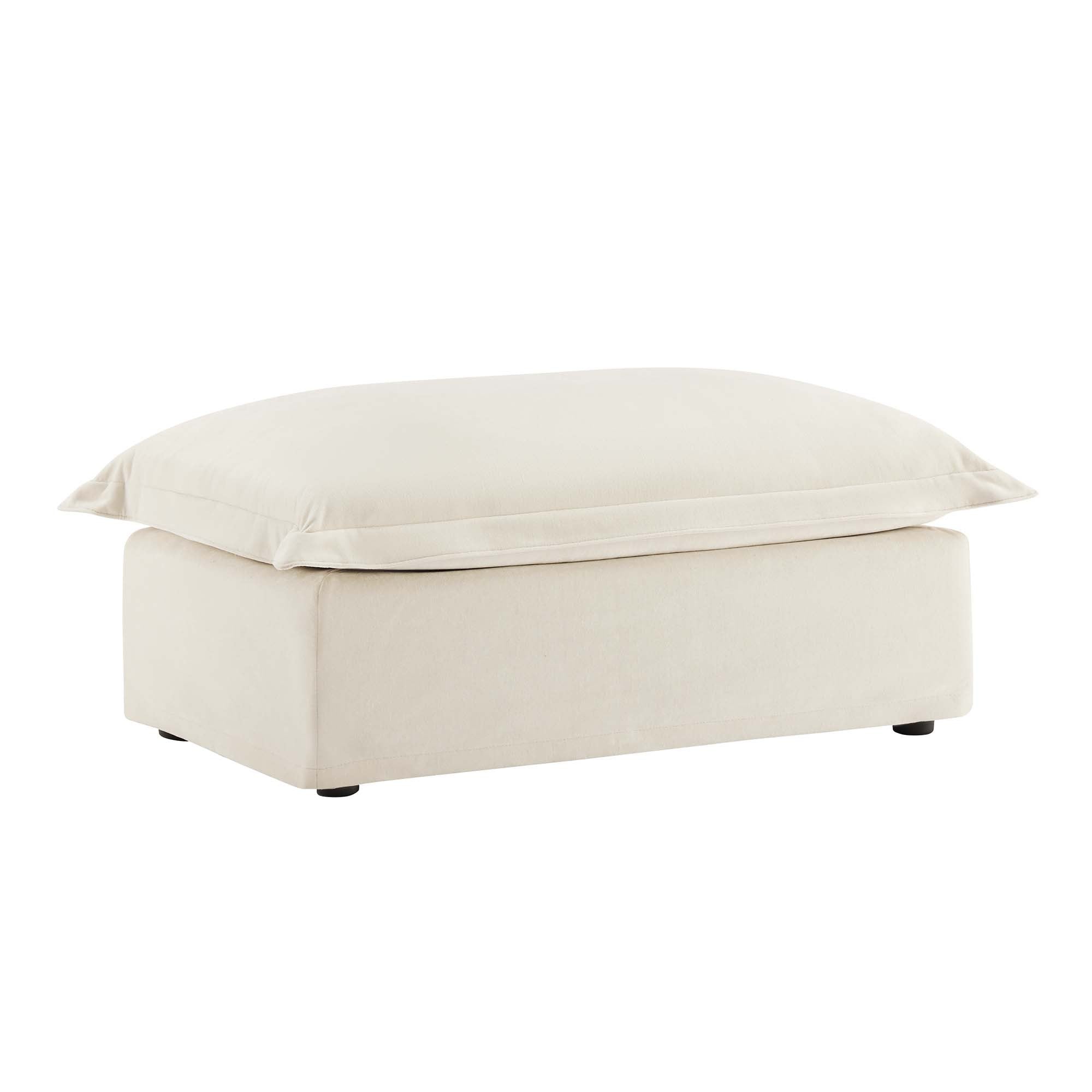 Fluffy Ottoman in Chenille Cream #Fabric_Chenille Cream
