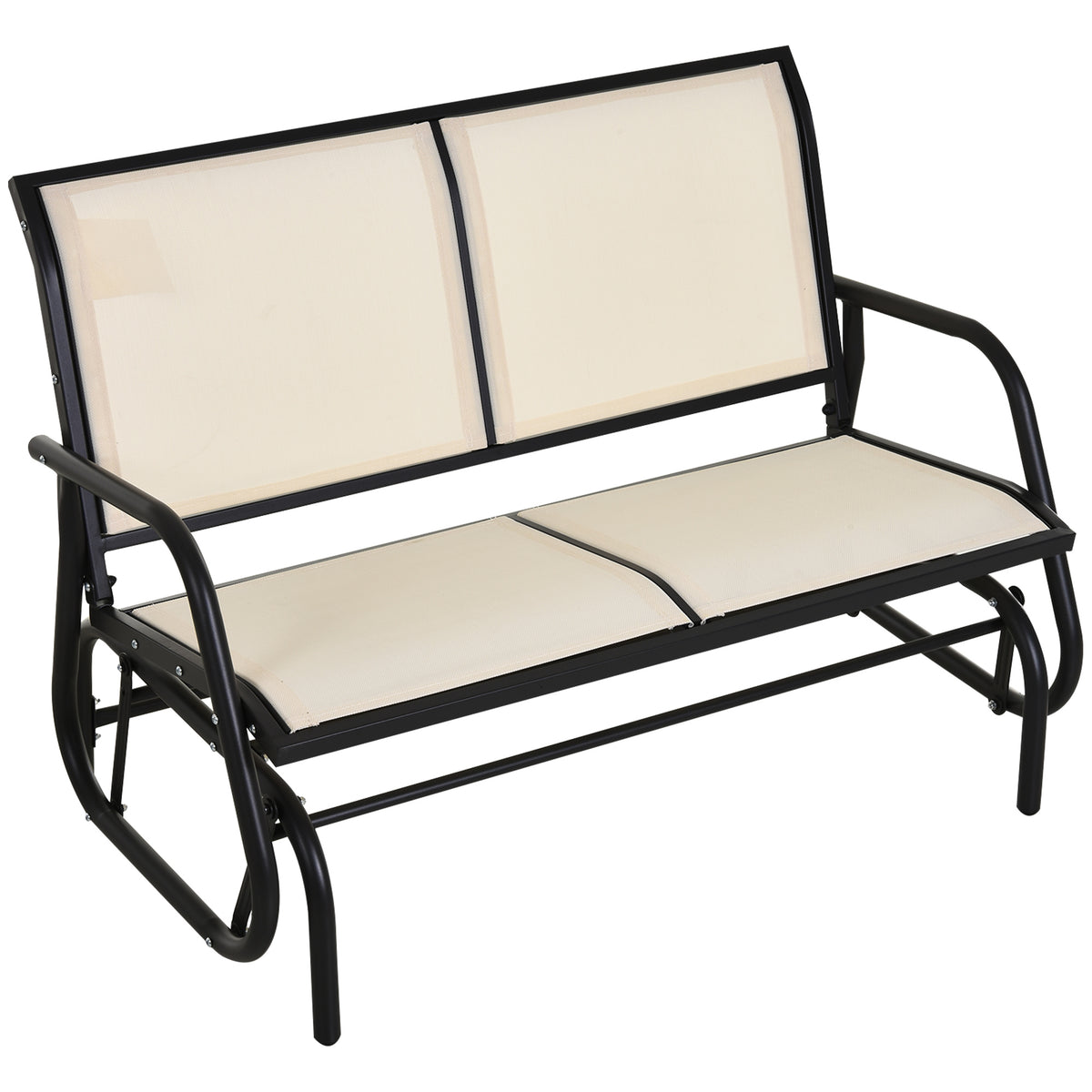 Beige Metal Outdoor Glider Bench, 33.5 in Tall