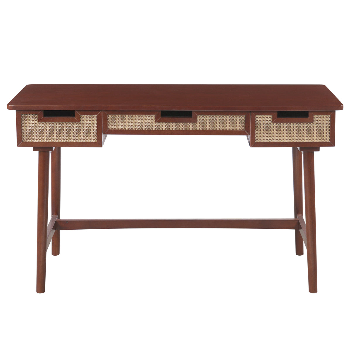 Mid-Century Solid Wood Writing Desk, 3 Drawers, Big and Tall, 51 in