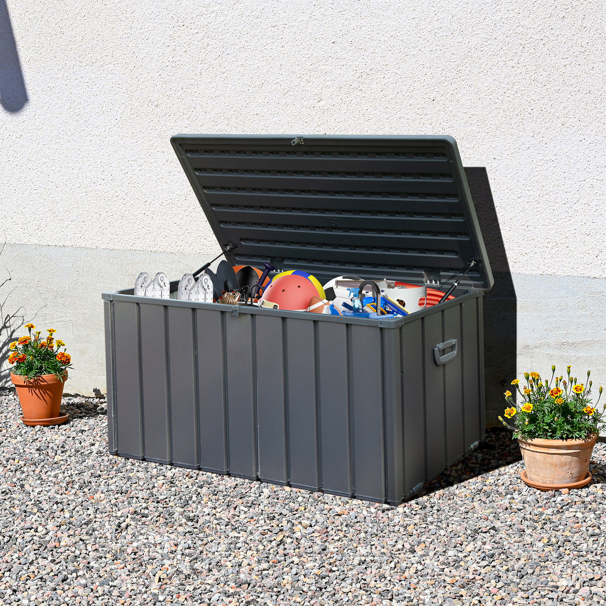 120 Gallon Dark Gray Metal Deck Box Lockable