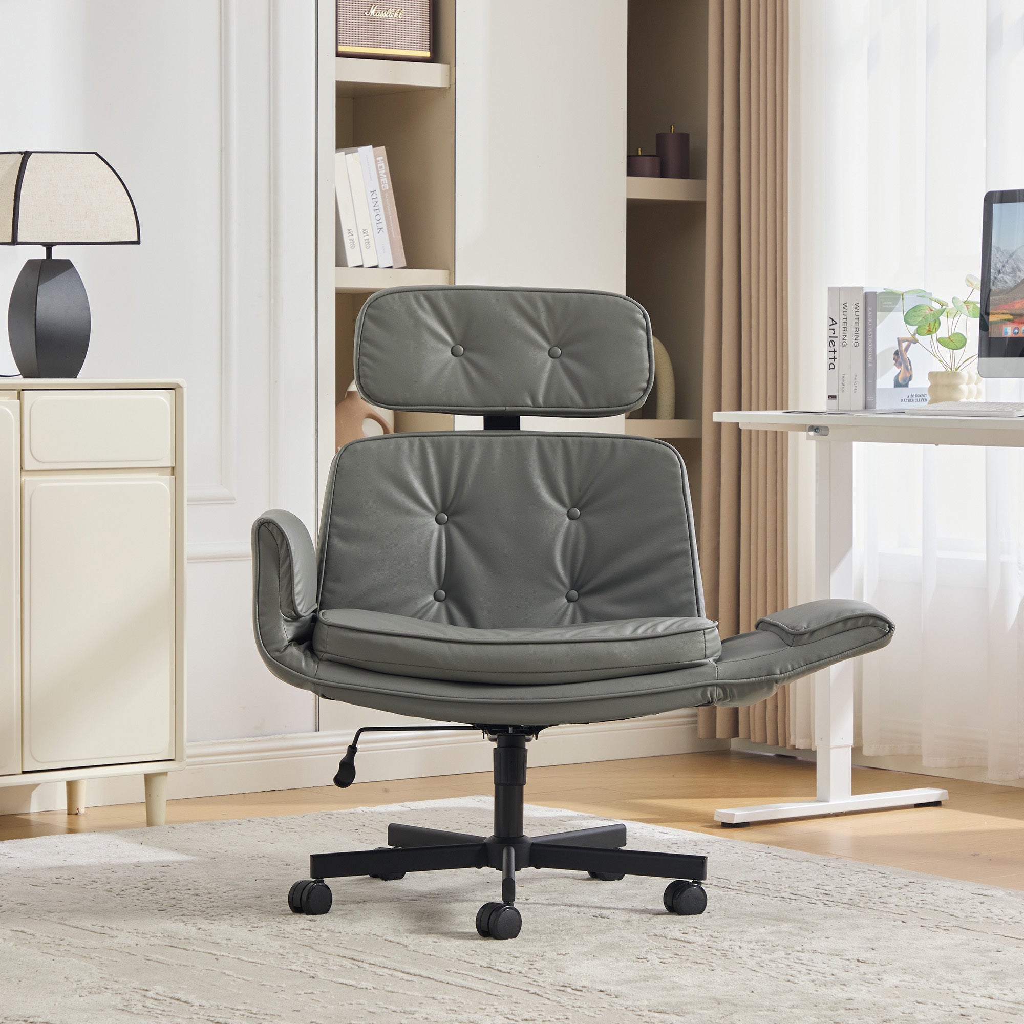 Gray Fabric Office Chair, Swivel, 300 lb