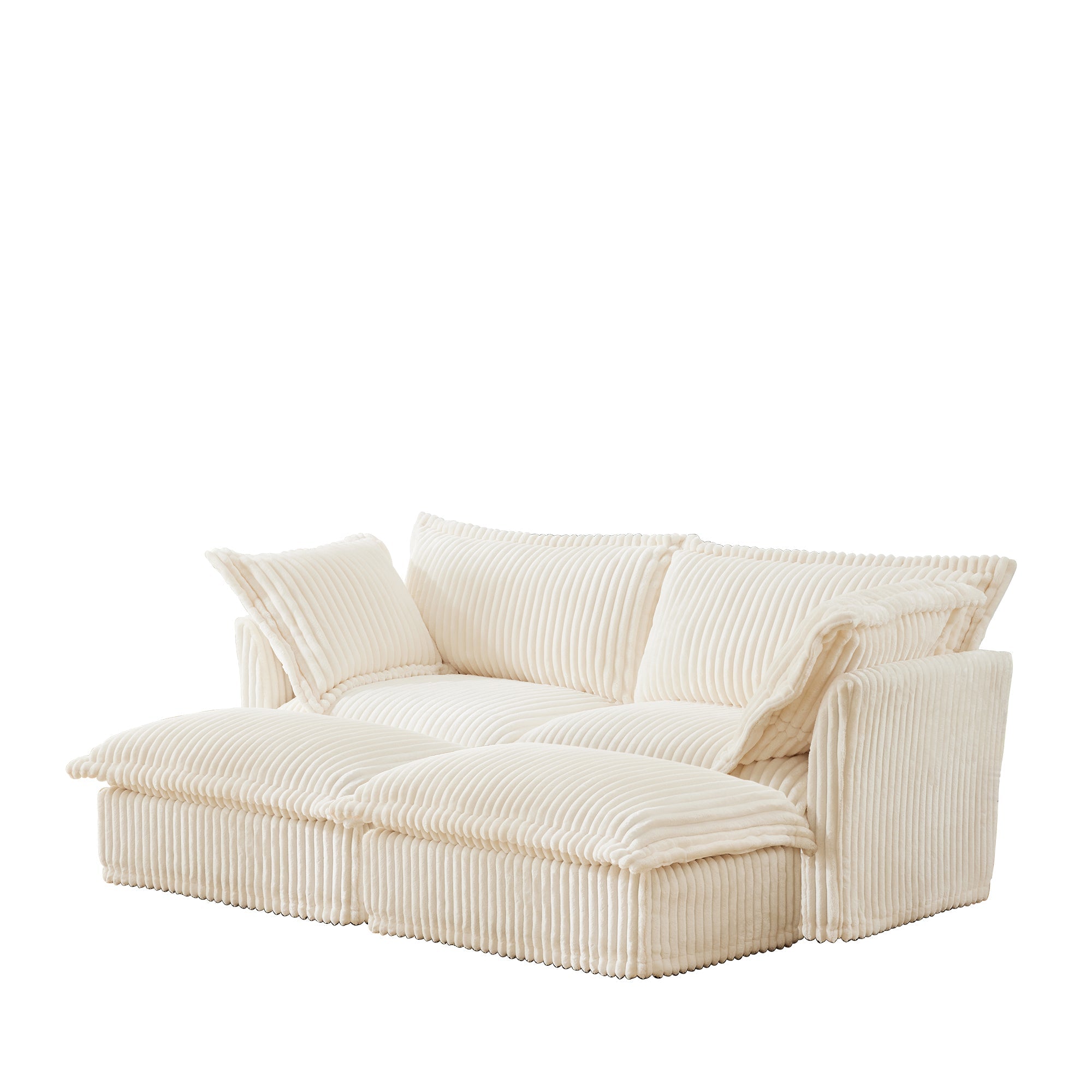 Fluffy 2-Seat Modular Sofa in Corduroy Cream #OttOnly_2 #Fabric_Corduroy Cream