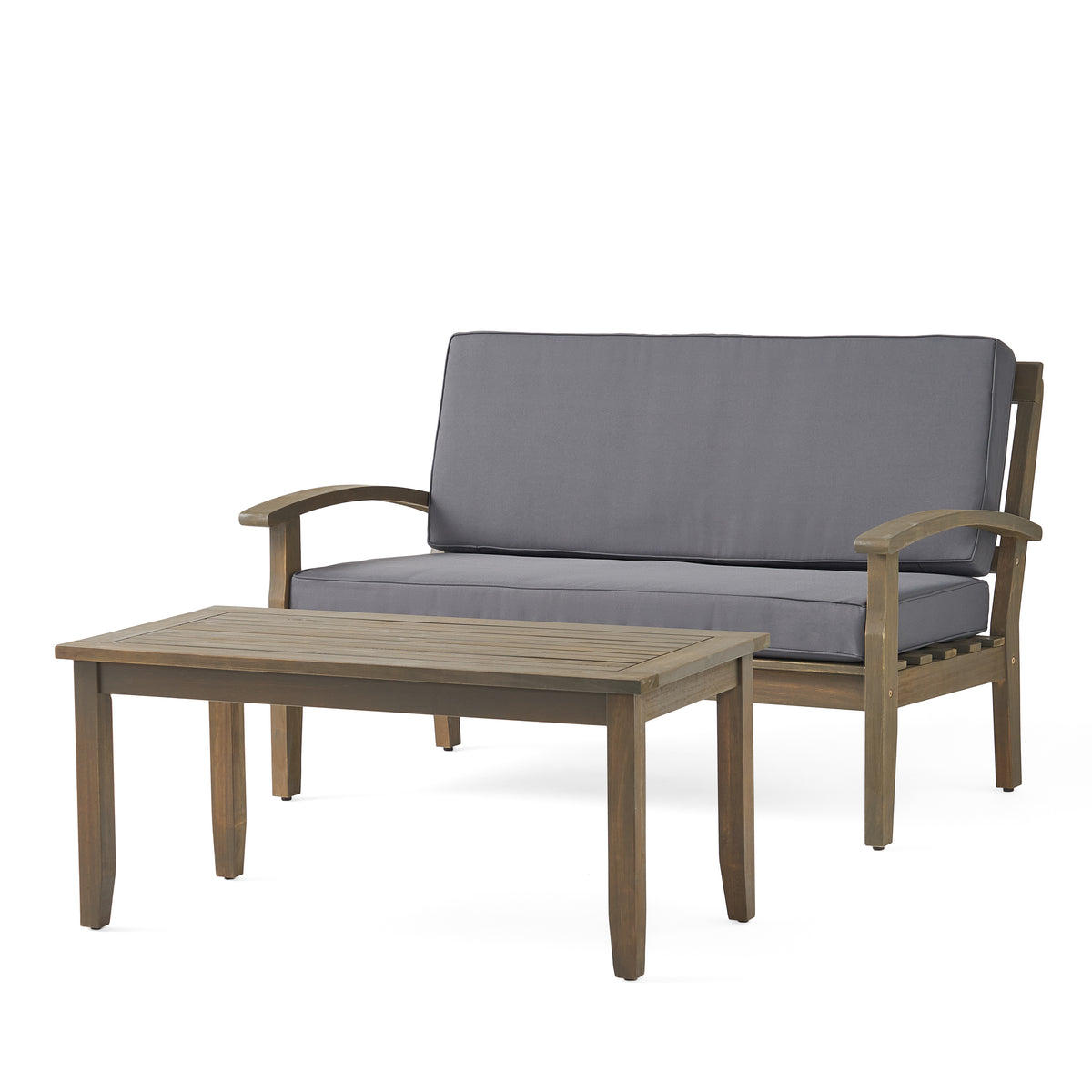 Dark Gray Solid Wood Patio Sofa Set