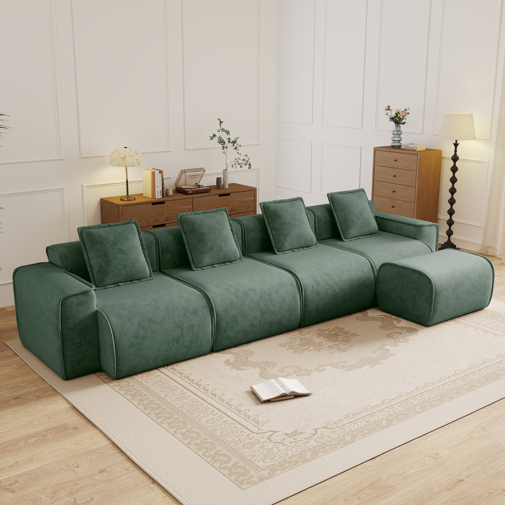 Seneca 4-Seat Boneless Couch in Olive #OttOnly_1 #Color_Olive