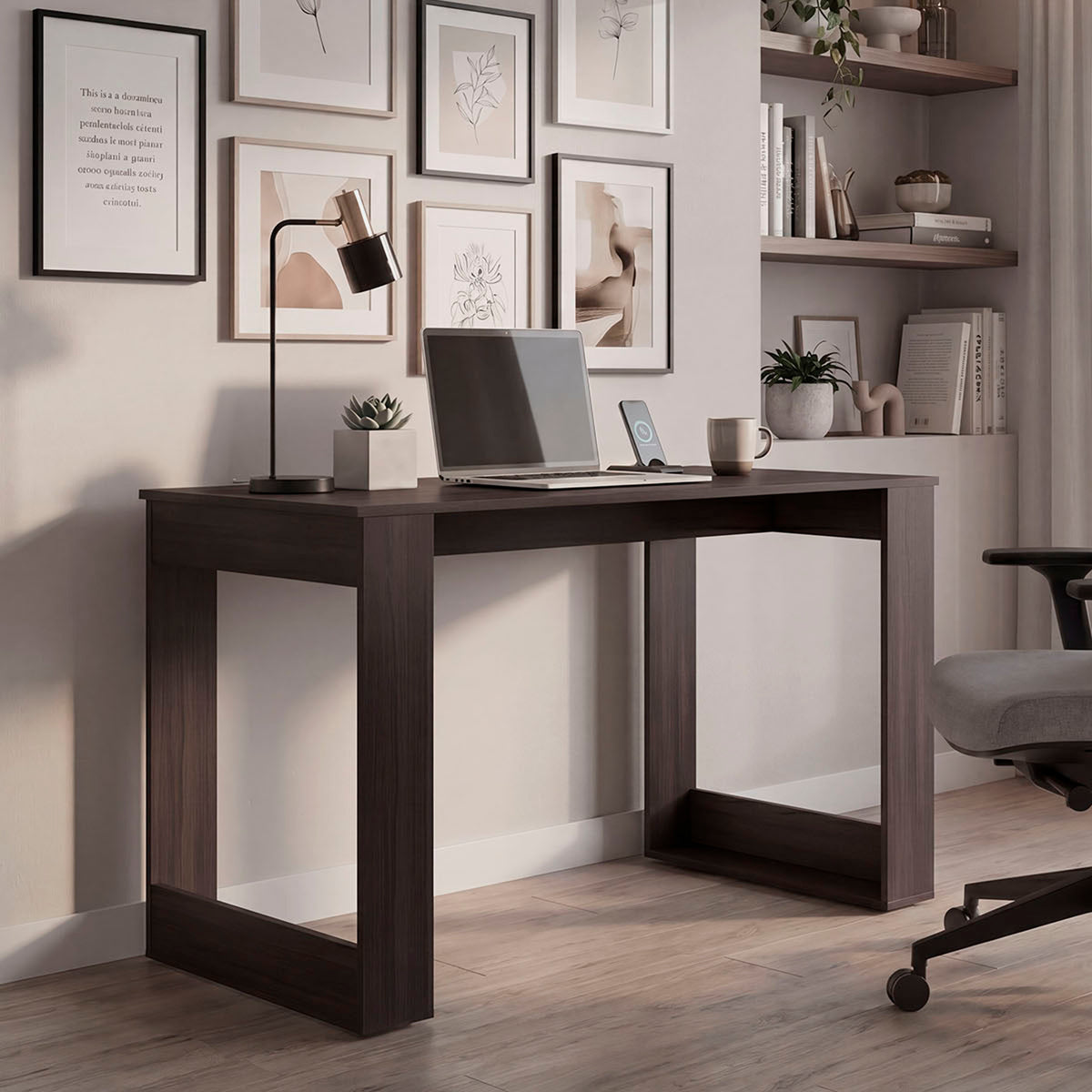 Modern Writing Desk, 47.2 in, Walnut