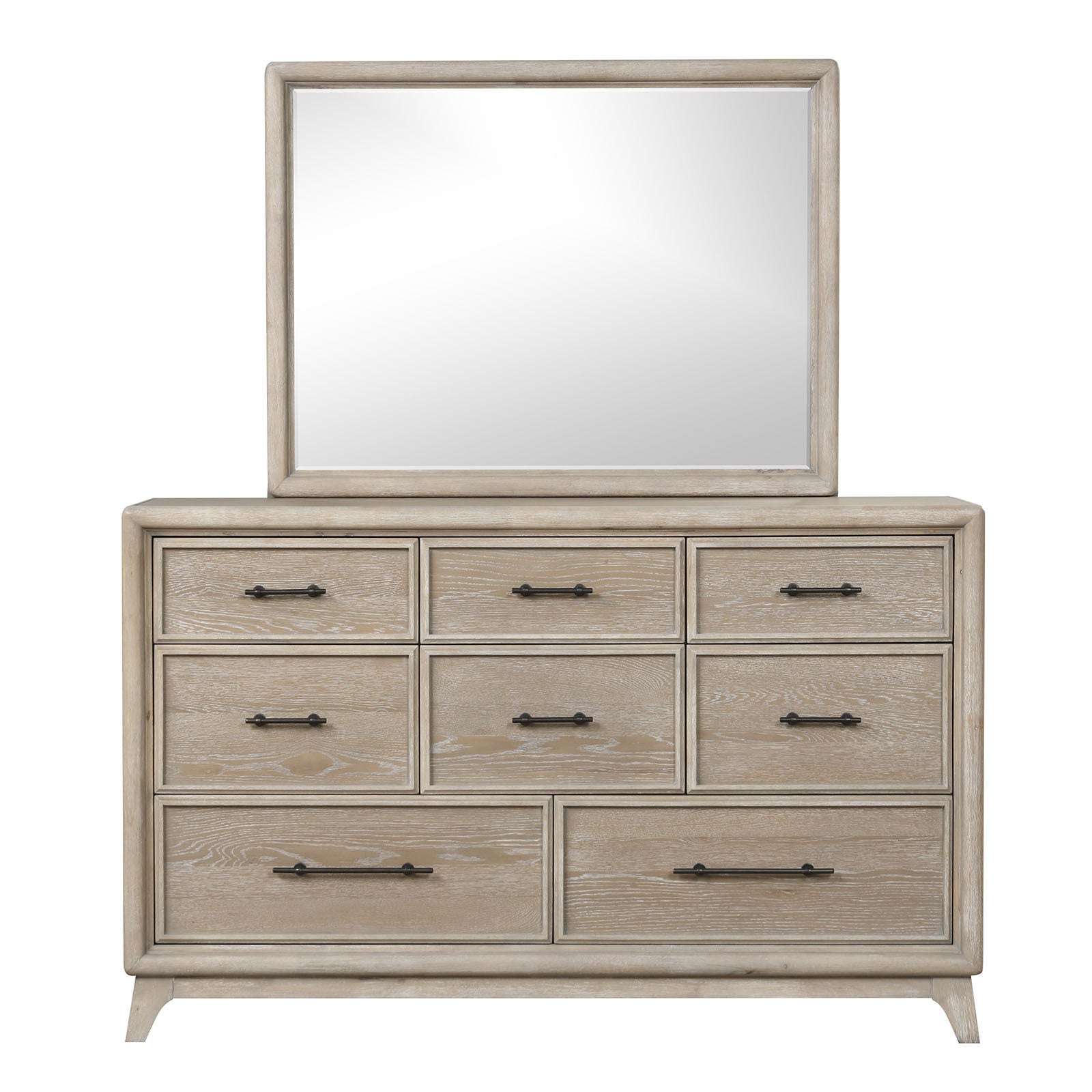 Oak Dresser with Mirror, Solid wood, 64 Inches Wide